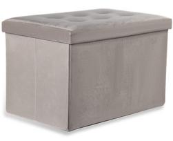 Sulankstomas Pufas Xl Su Sagomis - 60x38x38cm Aksominis Smėlio Spalvos