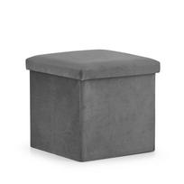 Sulankstomas Pufas M - 30x30x30cm Aksominės Pilkos Spalvos