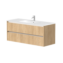 Vonios spintelė Kame City 120cm 2 stalčiai, be kriauklės, Balti profiliai, Šviesus ąžuolas BU/12-3DR/35P3