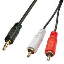 Lindy Gold-plated RCA audio cable, 3.5mm/1m, 2xRCA/3.5mm, male/male