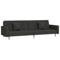 Dvivietė sofa-lova，Poilsio sofa su dvejomis pagalvėmis, juoda, audinys CFE50661