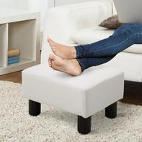 Kojų pufas Chesterfield stiliaus iš dirbtinės odos, baltas, 40×30×24 cm, 1 vnt