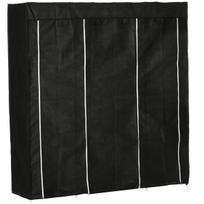 Veltinio spinta, 1 drabužių strypas, 10 lentynų, 150x43x162,5 cm, juoda