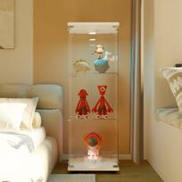Stiklinė vitrina su LED lemputėmis, 4 lentynomis, 125 x 42 x 36 cm, Balta