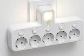 Šakotuvas įjungiamas į elektros lizdą su LED lempute, 5 lizdai, 8625L, baltas