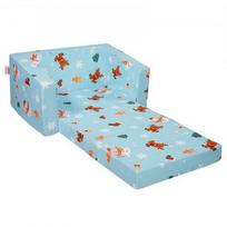 Vaikiška sofa-lova, konvertuojama 2-in-1 vaikiška sofa, 104x58x32 cm, mėlyna, sulankstoma