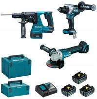 Rinkinys elektrinių įrankių Makita MAKITA KOMPLEKTAS COMBO 18V DLX3202TJ (DHP492, DGA506, DHR243) 3x5,0Ah 2xMP | DLX3202TJ | 197050010889