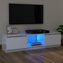 TV staliukas TV spintelė su LED apšvietimu, balta, 120x30x35,5cm, blizgi