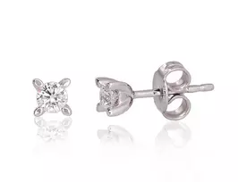 Auksiniai auskarai su brangakmeniais. Metalas: Baltas Auksas. Praba: 585°. Akmuo: Briliantai - 0.97 g. - 4 mm. - Briliantai (0,25Ct)