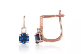 Auksiniai auskarai anglišku užsegimu, Raudonas Auksas, Cirkonai - 0.93 g. - 10 mm.