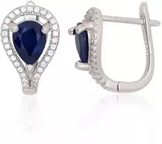 Sidabriniai auskarai - 4.5 g. - 16 mm. - Cirkonai , Safyras (2,2Ct)
