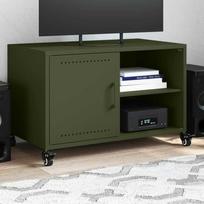 TV staliukas Televizoriaus spintelė, alyvuogių žalia, 68x39x43,5cm, plienas