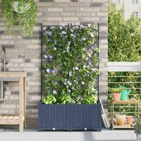 Sodo vazonas 2 pcs Pilka 80 x 40 x 143 cm Plastmasė