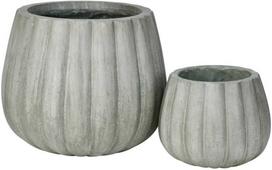 Lauko keraminis vazonas FICONSTONE PUMPKIN RIB, antikinės žalios sp., 21 x 17 cm