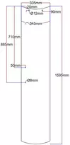 Dušo kabinos lenktos durys 335x1595 mm pilkos