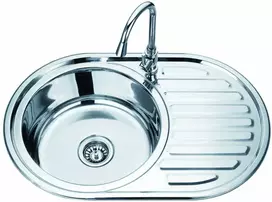 Nerūdijančio plieno plautuvė D7750PF dešinė su sifonu