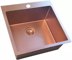 Nerūdijančio plieno plautuvė D5050HC COPPER su sifonu