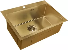 Nerūdijančio plieno plautuvė D6045HG GOLD su sifonu
