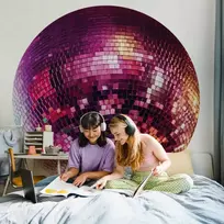 Apvalūs fototapetai - Magentos disko rutulys