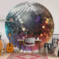 Apvalūs fototapetai - Sidabrinis disko rutulys