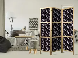 Japoniška kambario pertvara - Paukščiai tarp gėlių - Fazanai tarp bijūnų - violetinė