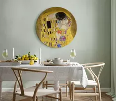 Apvalus paveikslas ant drobės - Gustav Klimt Bučinys