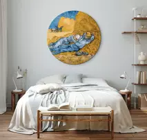 Apvalus paveikslas ant drobės - Vincent van Gogh Vidurdienis: poilsis nuo darbo