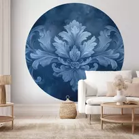 Apvalūs fototapetai - Mėlynas ornamentas šaltais tonais