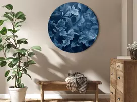 Apvalus paveikslas ant drobės - Tamsiai mėlyni Viktorijos stiliaus ornamentai