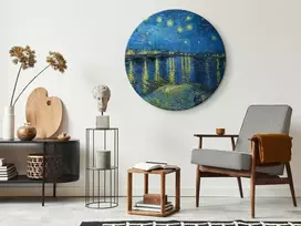 Apvalus paveikslas ant drobės - Vincent van Gogh Žvaigždėta naktis virš Ronos