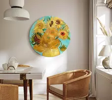 Apvalus paveikslas ant drobės - Vincent van Gogh Saulėgrąžos II