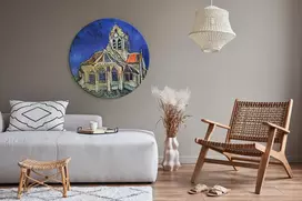 Apvalus paveikslas ant drobės - Vincent van Gogh Bažnyčia Overe
