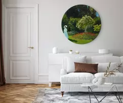 Apvalus paveikslas ant drobės - Claude Monet Moteris sode