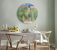 Apvalus paveikslas ant drobės - Claude Monet Monė sodas prie Vetėjaus