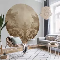 Apvalūs fototapetai - Raižyti ornamentai sepijos tonais