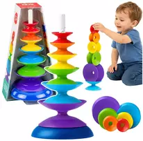 Lean Toys Sensorinis bokštelis spalvotas 7 vnt.