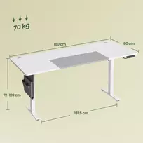 Songmics Reguliuojamo aukščio stalas 180 x 80 cm