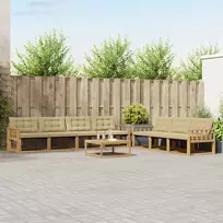 Lauko baldų komplektas Lauko sofos komplektas 8 vnt. 7 vietos Balta ir kreminė