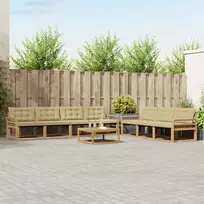Lauko baldų komplektas Lauko sofos komplektas 8 vnt. 7 vietos Balta ir kreminė