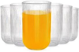 Vilde stiklinės, 6 vnt., 400 ml, rifliuoto stiklo, aukštos, plauti indaplovėje