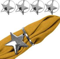 4 metaliniai servetėlių laikikliai sidabrinės žvaigždutės