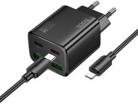 Hoco N55 20w įkroviklis: 2x Usb-c, 2x Usb-a, su Lightning kabeliu