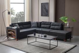 Kampinė sofa-lova Tloft Left, antracito spalvos