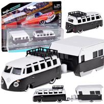 Maisto metalinis automobilis Volkswagen Van Samba su priekaba 1:64