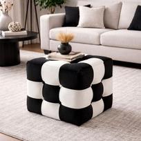 Pufas Patchwork, juodas/baltas