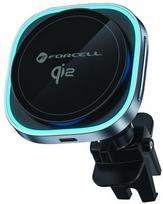 Telefono laikiklis Forcell F-07 Qi2 15w belaidis įkrovimo laikiklis automobiliui, sidabrinis