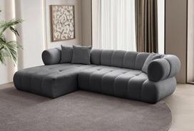 Kampinė sofa Petra Left, tamsiai pilka