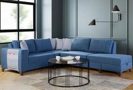 Kampinė sofa-lova Loft, mėlyna