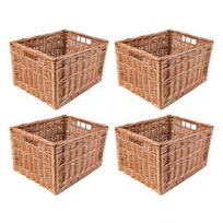 4 x pintas krepšys 40x30 cm, natūralios vytelių dėžės