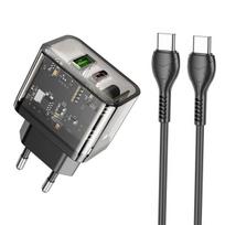Hoco N34 tinklo įkroviklis Usb-c/usb-a, 20w, su Usb-c kabeliu